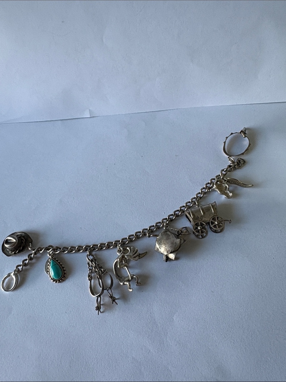 Sterling Silver Western Charm Bracelet